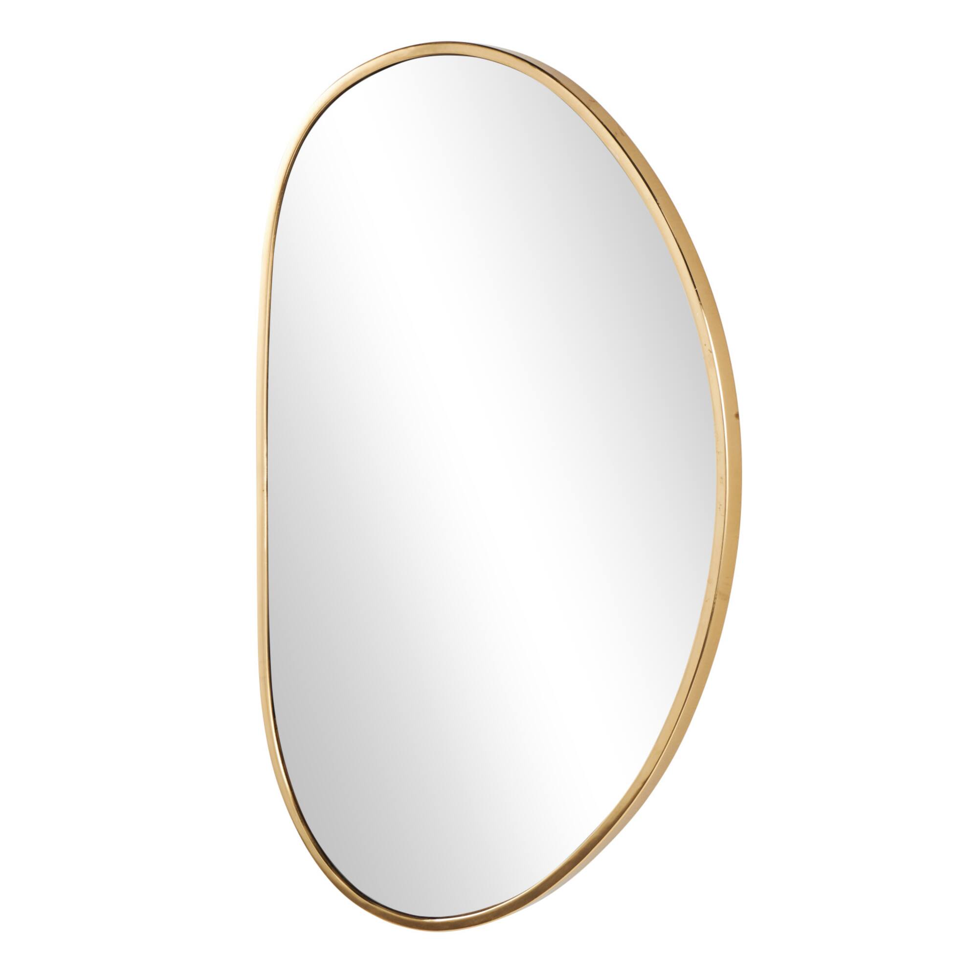 31" x 20" Gold Metal Oval Minimalistic Room Wall Mirror